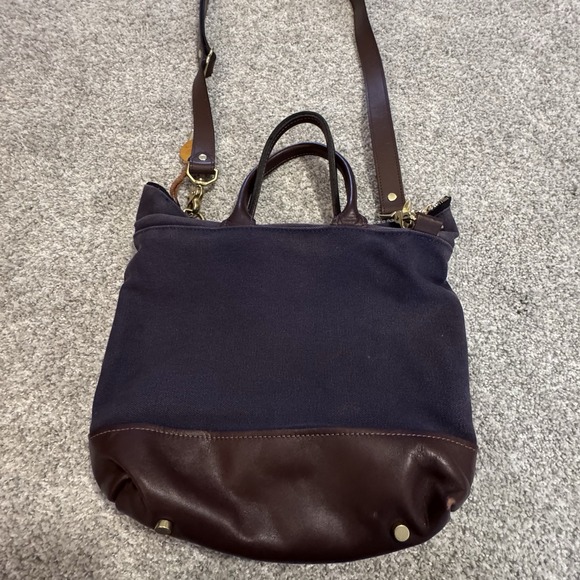 R.Riveter Otto Carry All Navy Blue Canvas Tote‎ Leather Trim Handmade USA Purse - Picture 7 of 14